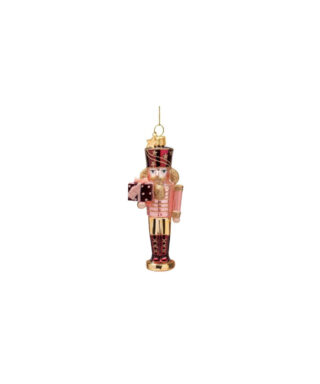 Stikla dekors Pink & burgundy nutcracker, 16.5 cm