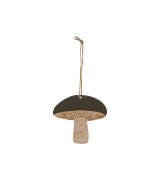 Koka dekors Green mushroom, 10 cm