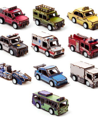 3D koka puzle Motor Vehicles, dažādi veidi