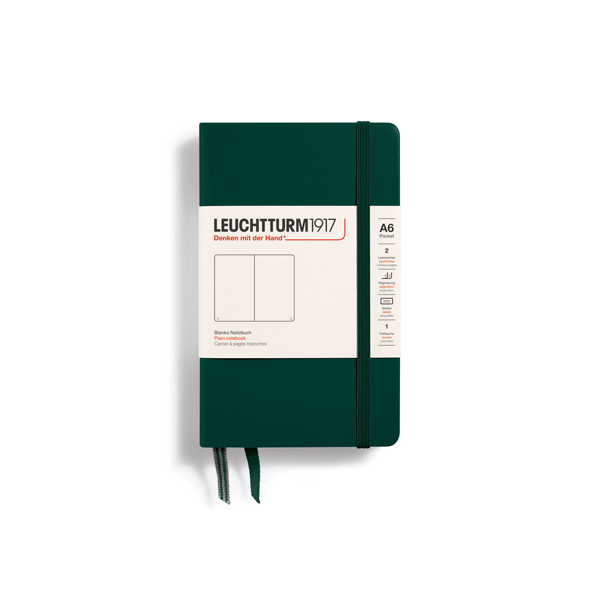 Piezimju-gramata-Pocket-A6,-Forest-green,-tuksas,-Leuchtturm1917