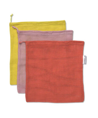 Kokvilnas maisiņi Produce Bags - Ochre, Pink, Rose, Reusable, 3 gab.