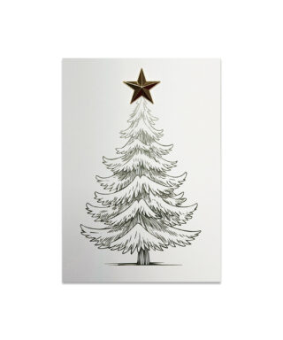 Kartīte Christmas tree, Star, vienpusēja, Manilla