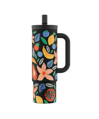 Krūze ar salmiņu Straw cup, 800 ml, Tropical Noir, 24 Bottles