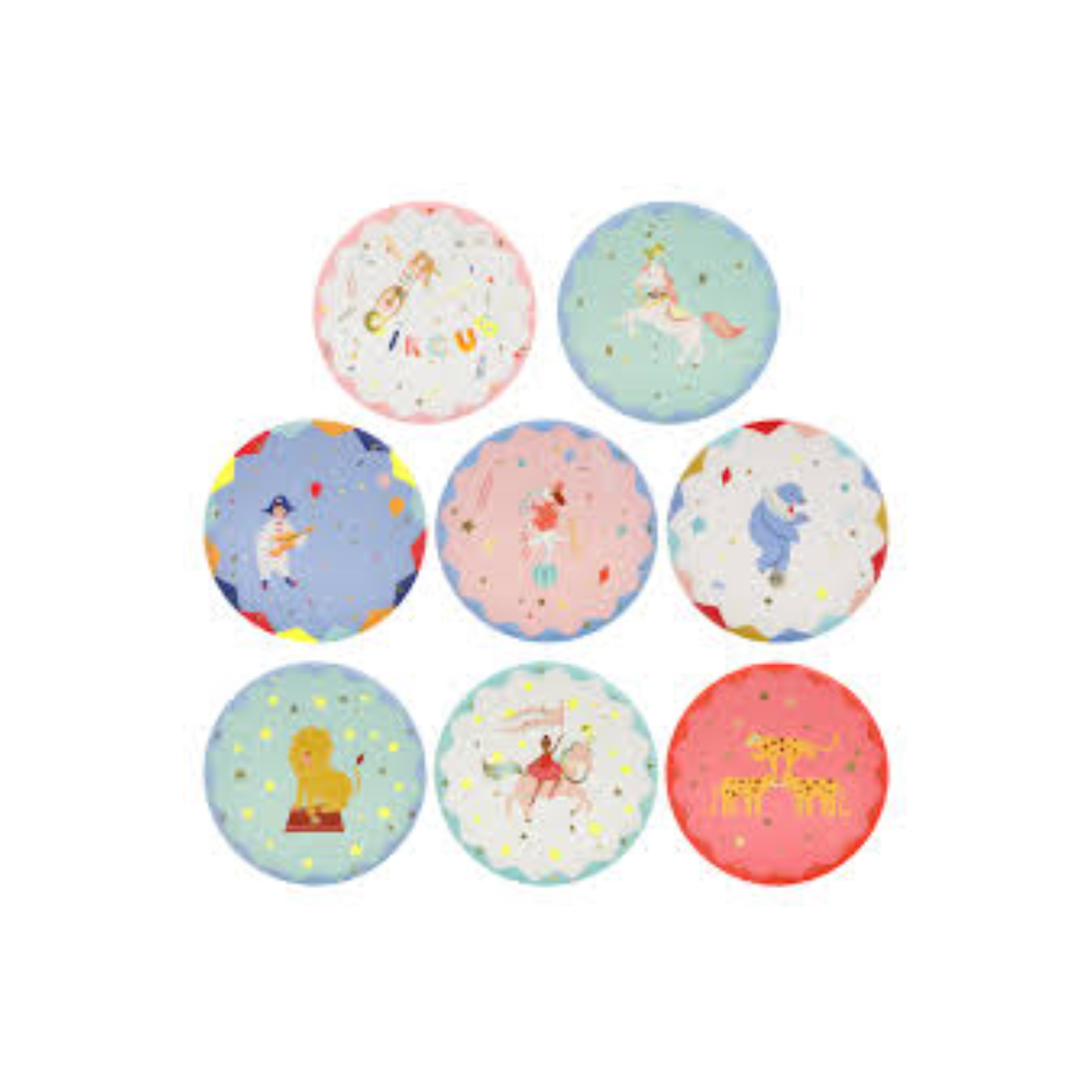 Šķīvji Circus Side Plates, 8 gab., Meri Meri-2-Manilla