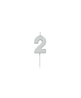 Cipara svece kūkai Number 2 Silver, 5 cm
