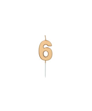 Cipara svece kūkai Number 6 Gold, 5 cm