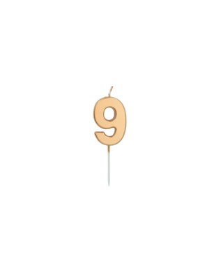 Cipara svece kūkai Number 9 Gold, 5 cm