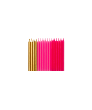 Kūkas sveces Pink/Gold, short, 16 gab.