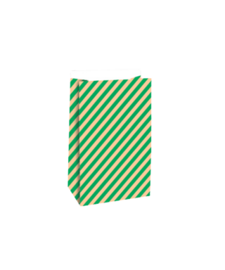 Papīra tūta Stripes Green/Peach, 12 cm x 7 cm x 19 cm