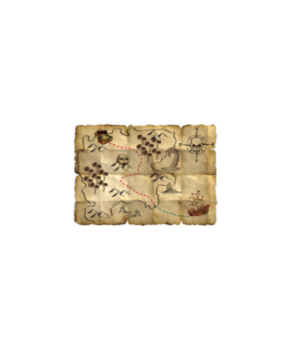 Pirātu dārgumu karte Red Pirate Treasure, 4 gab.