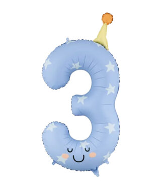 Matēts folijas balons Number 3, hat, 86 cm