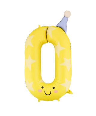 Matēts folijas balons Number 0, hat, 86 cm