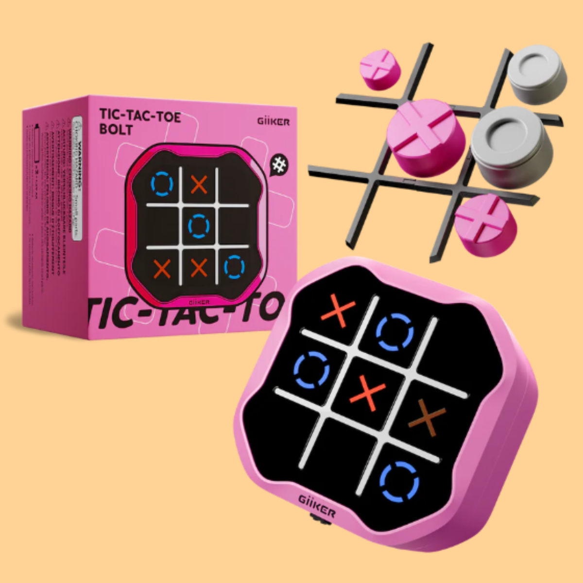 Interaktīvā spēļu konsole Tic-Tac-Toe Bolt, Pink, Giiker-3-Manilla