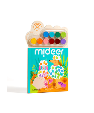Krāsojamā grāmata Party Animals, Finger paint kit, Mideer