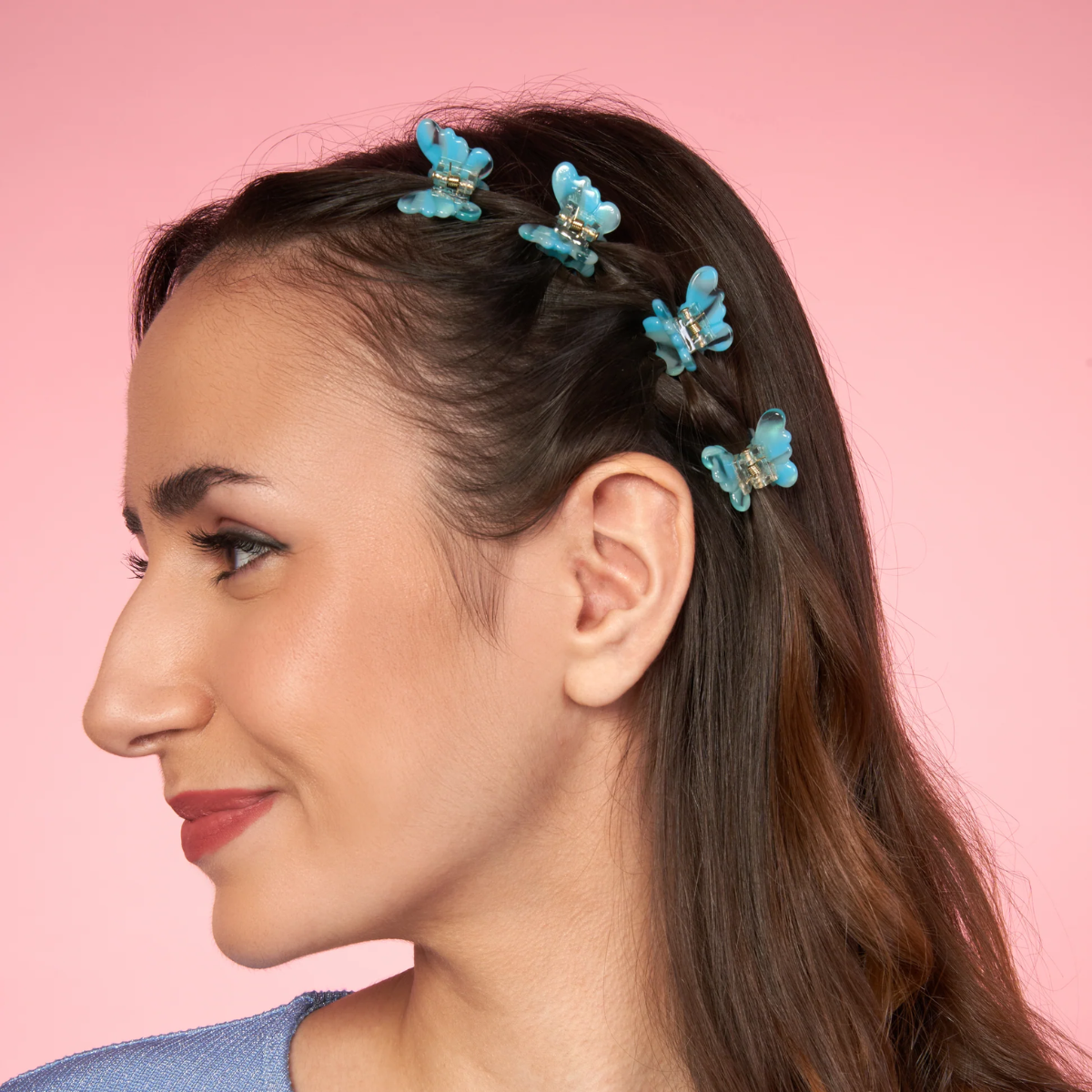 Matu klipšu komplekts Blue butterfly, 4 gab, Coucou Suzette-2-Manilla