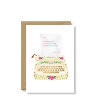 Kartīte Love you mum, typewriter, All The ways to say