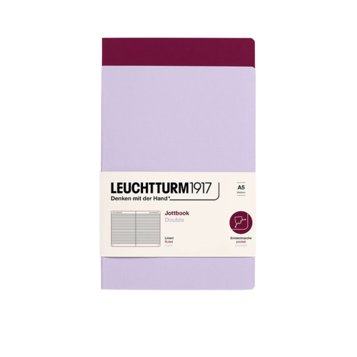 Piezīmju burtnīcas Jottbok, Lilac and Port Red, līniju, 2 gab. Leuchtturm1917-Manilla