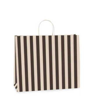 Dāvanu maisiņš Stripe Black/Beige, horizontāls, liels