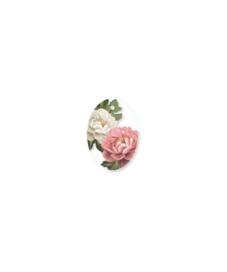 Mini kartīte Oval Tag, Peonies, Mint bloom, Manilla