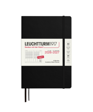 Plānotājs 2026 / 2027, Week Planner, Black, A5, Hardcover, Leuchtturm