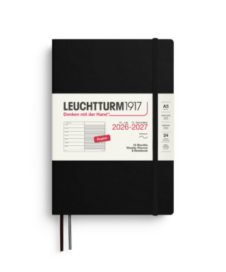 Plānotājs 2026 / 2027, Weekly Pl. & Notebook, Softcover,18 months, Black, Leuchtturm1917